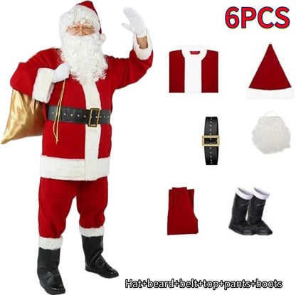 Santa Claus Gold Velvet Set Christmas Warm Clothing Men'S Christmas Clothing Adult Character Cosplay Costume