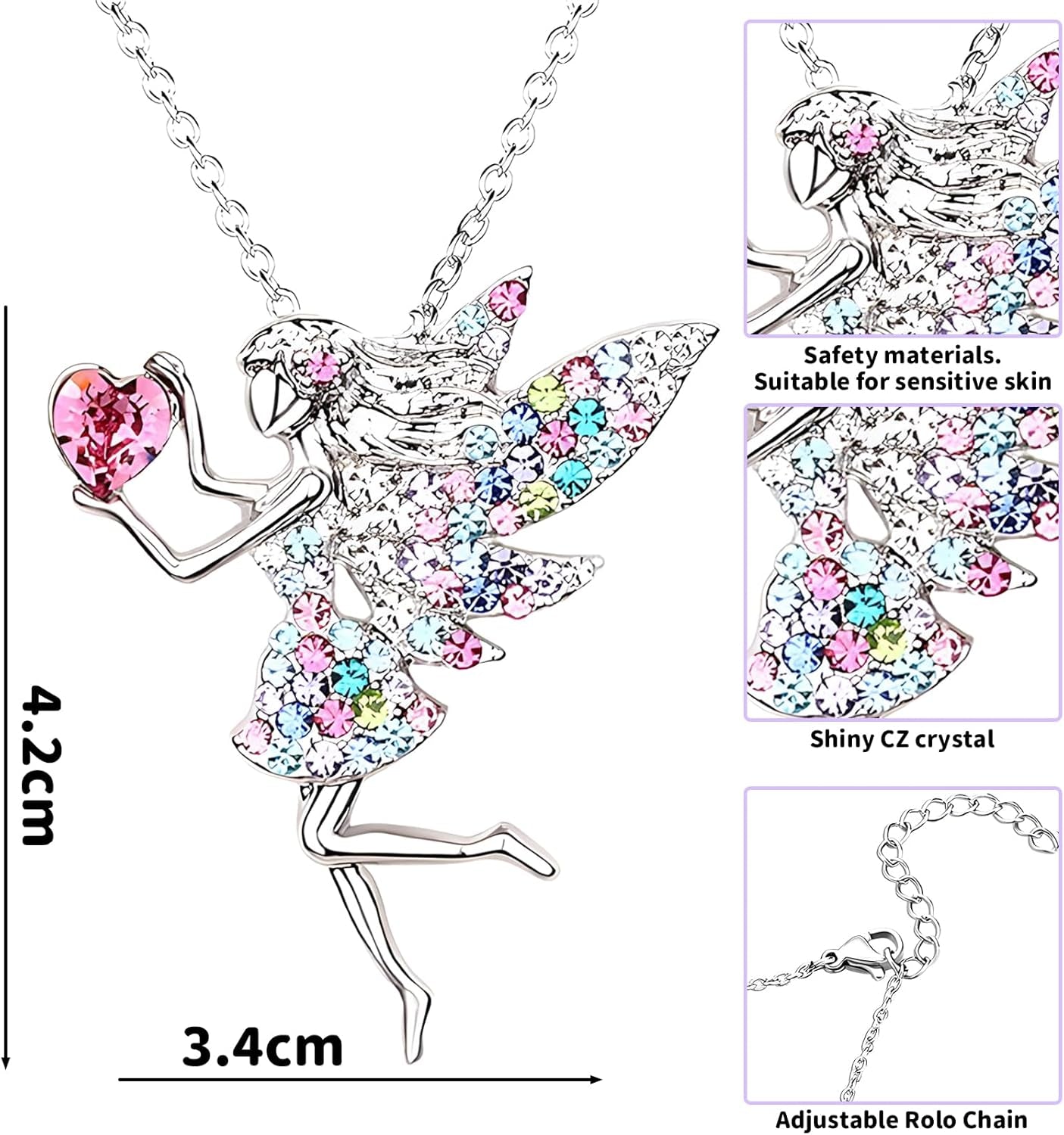 Elves Necklace for Girls Womens Crystal Pendant Necklaces Gifts Jewelry Birthday Christmas Gifts for 13 16 18 Year Old Women Girls Daughter Granddaughter Niece Birthday