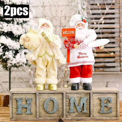 1~4PCS 2025 Christmas Decoration for Home Santa Claus Plush Doll 30Cm Navidad Party Decor Xmas Ornaments New Year Gift