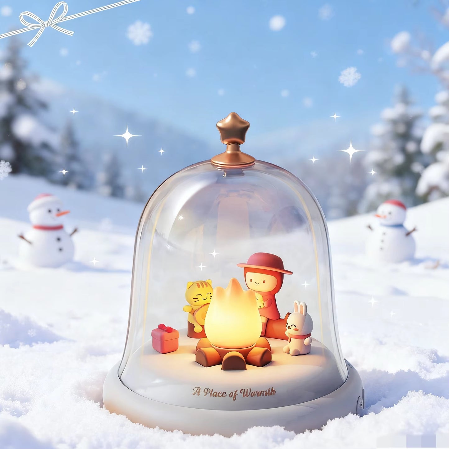 Christmas Style Carousel&Small Flame Music Box Ambient Light, Rechargeable Night Light, Christmas, Birthday Decorative Light