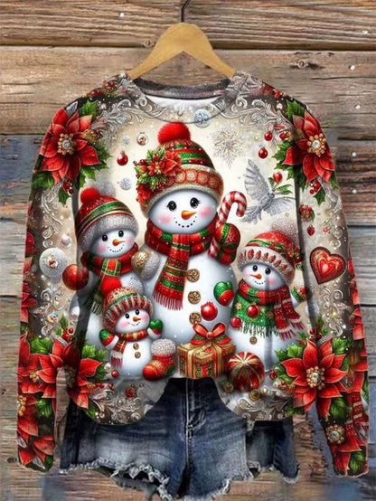 Women'S Vintage Christmas Day Sweatshirts Holiday Long Sleeve round Neck Chic Pullovers Autumn Harajuku Sports Thin Tunics