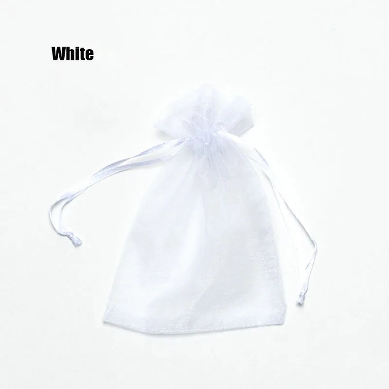 RE 100Pcs 22 Colors 7X9 9X12Cm 10X15 13X18Cm Wedding Christmas Gift Drawable Organza Bags Jewelry Packaging Display & Pouches 13