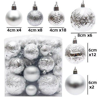 29/40/50Pcs Silver Red Special-Shaped Christmas Ball Ornaments Christmas Tree Party Decoration Christmas Spheres Pendant New