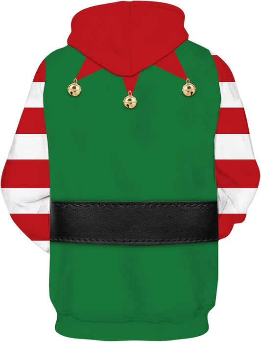 Ugly Christmas Hoodies Men Women Funny 3D Print Patterns Sweatshirt Pullover Couples Xmas Party Cool Tracky Hooded Jumper with Pockge