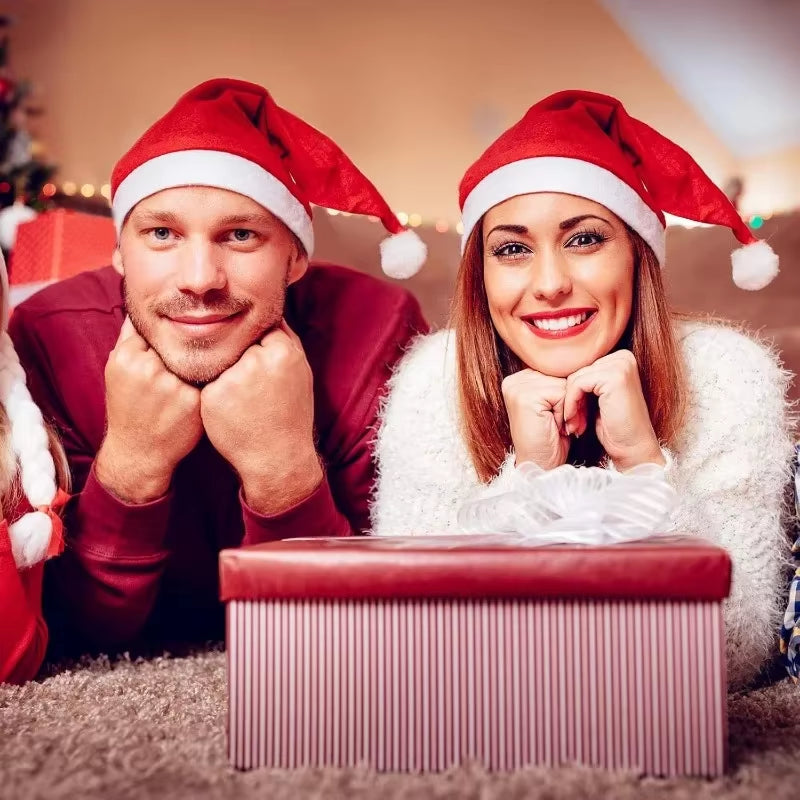 50/1PCS Adults Kids Christmas Hats Non-Woven Fabric Santa Claus Xmas Hats Cap Merry Christmas New Year Party Festival Decor Gift