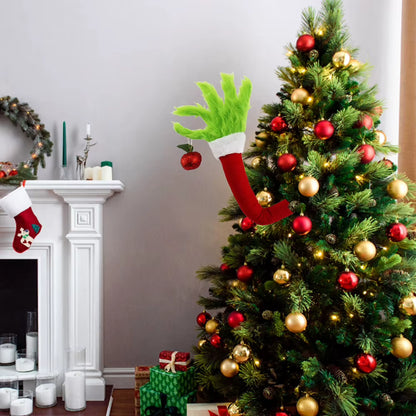 2025 Green Fur Monster Arm Pendant Christmas Decor Green Grinch Monster Doll Arm Elf Arms Christmas Tree Home Party Ornament