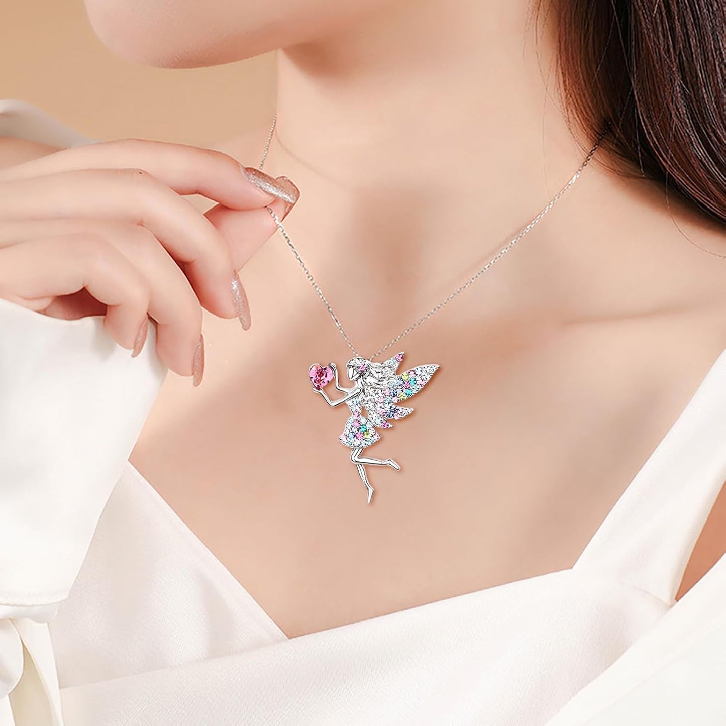 Elves Necklace for Girls Womens Crystal Pendant Necklaces Gifts Jewelry Birthday Christmas Gifts for 13 16 18 Year Old Women Girls Daughter Granddaughter Niece Birthday