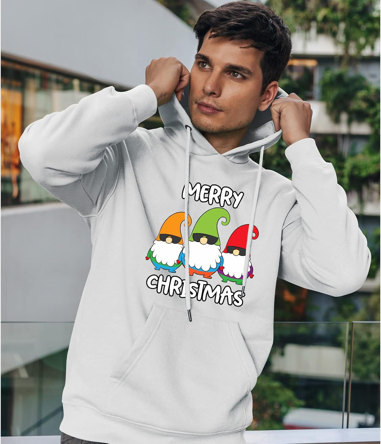 Merry Christmas Mens Hoody Three Gnomes Merry Christmas Jumper Boys Xmas Style Girls Kids Gift Pullover Funny Novelty Hoodie Printed Design