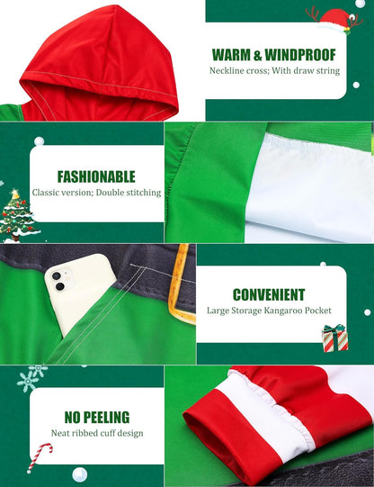 Ugly Christmas Hoodies Men Women Funny 3D Print Patterns Sweatshirt Pullover Couples Xmas Party Cool Tracky Hooded Jumper with Pockge