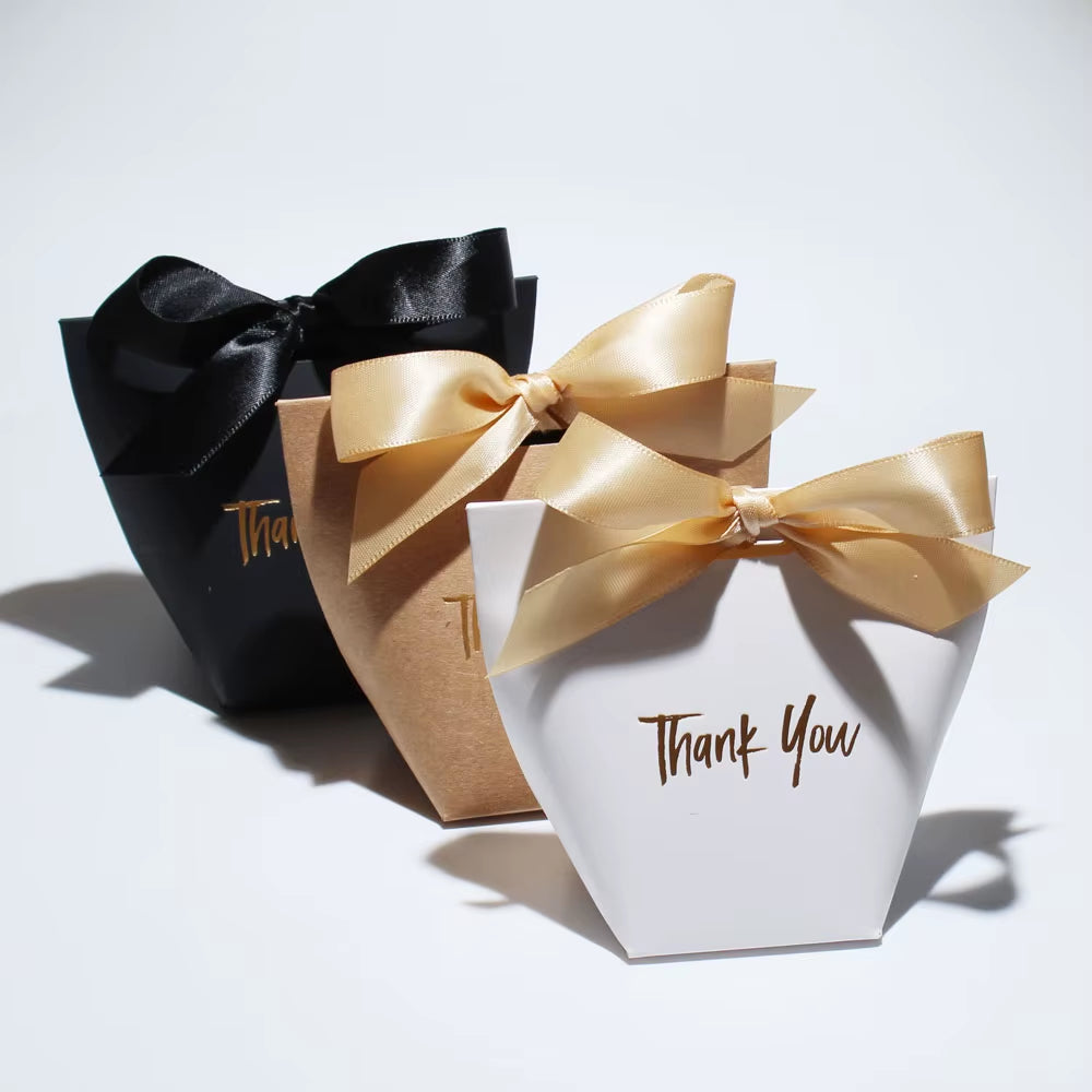 Chic Candy Gift Boxes | Black, White, Coffee | Gold 'Thank You' | Ribbon | for Christmas, Birthdays, Baby Showers, Weddings!