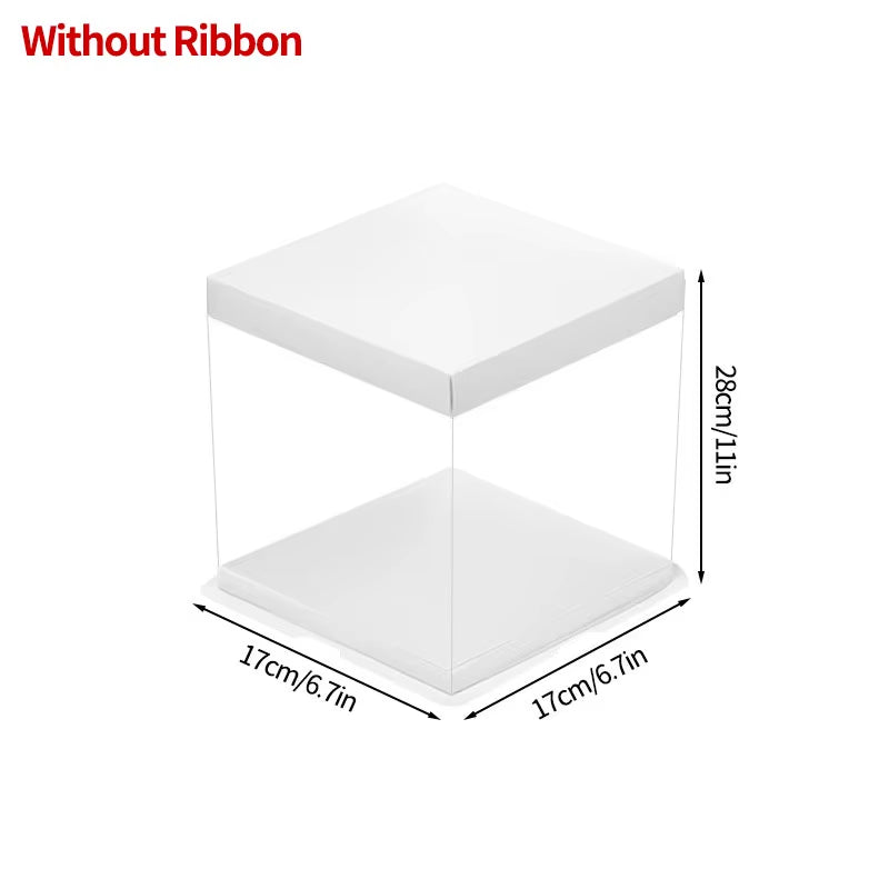Transparent Birthday Cake Box Clear Gift Box Bakery Wrapping Boxes Cake Dessert Storage Boxes Wedding Party Present Case