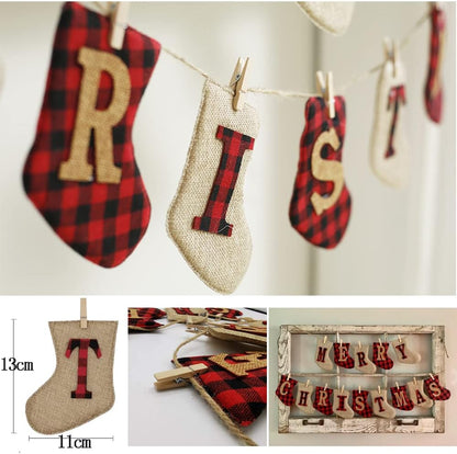 Merry Christmas Banners, XMAS Burlap Banners, Festival Flags Hanging Decorations, for Christmas Party Decorations Outdoor Indoor