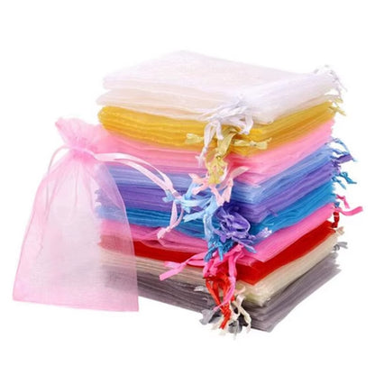 50Pcs Tulle Bags Organza Sheer Gauze Element Jewelry Bags Packing Drawable Organza Bags Wedding Christmas Organza Gift Bag 5Z