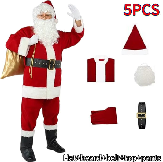 Santa Claus Gold Velvet Set Christmas Warm Clothing Men'S Christmas Clothing Adult Character Cosplay Costume