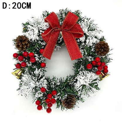 40Cm Big Red Flower Bow Ball Christmas Wreath with Oil Lamp Navidad Party Wedding Door Window Wall Fireplace Staircase Balcony