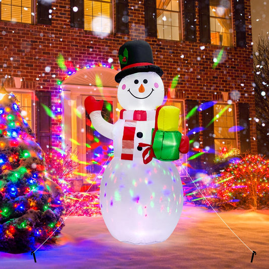 153Cm/5Ft Christmas Inflatables Outdoor Decorations Snowman with 2 Colorful Rotating LED Lights Outdoor Yard Blow up Snowman Xmas Decor for Holiday Party Garden Patio Yard House Indoor