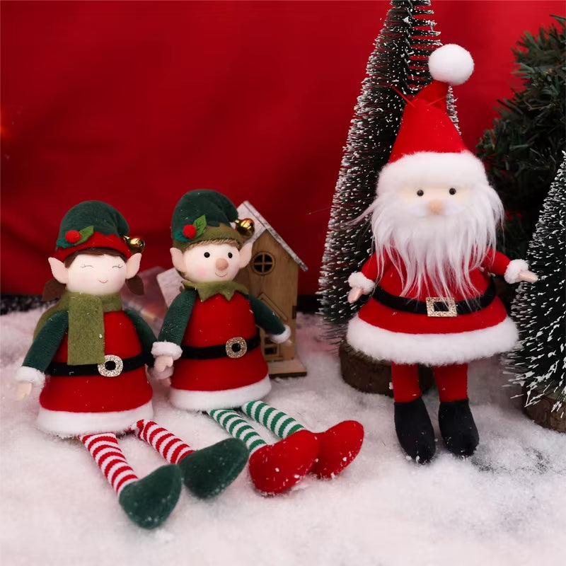 Christmas Elves Stuffed Plush Dolls Hanging Ornaments Xmas Tree Party Decor Cute Boy Girl Elf Hanging Pendants Gifts New Year
