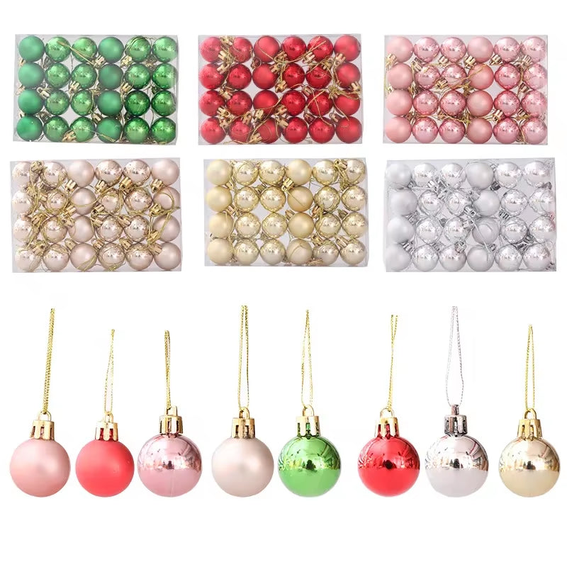 144/24Pcs Mini Electroplated Christmas Balls Set Xmas Tree Pendant Christmas Ball Hanging Ornament for New Year Party Home Decor
