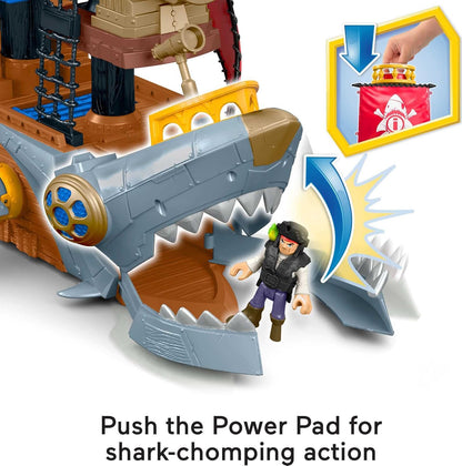 Imaginext Preschool Toy Shark Bite Pirate Ship Playset with Figure & Accessories for Pretend Play Kids Ages 3+ Years, HGN68