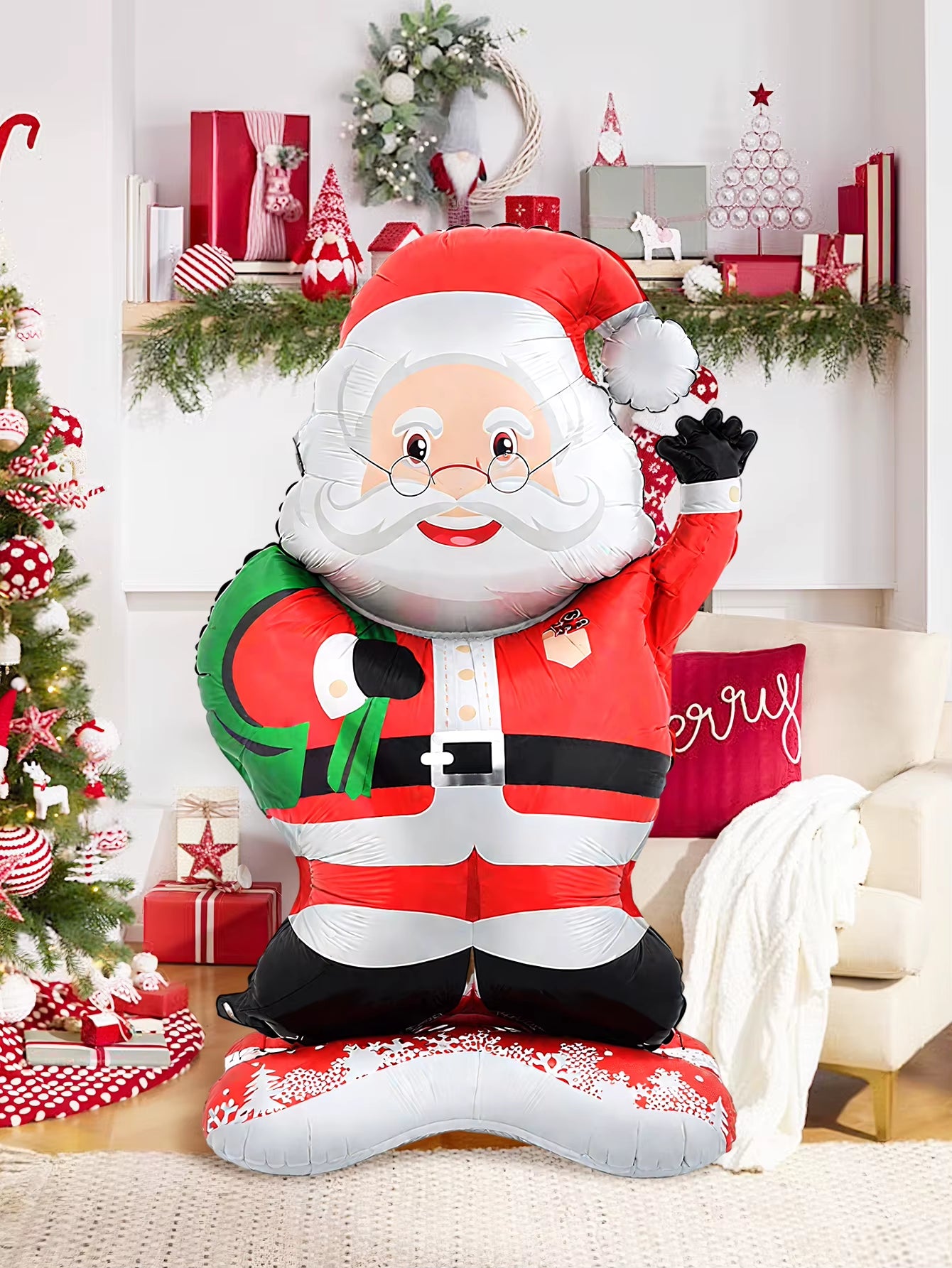 1Pc Standing Santa Claus Foil Balloon, Christmas Decoration, Christmas Theme Party, Theme Holiday Party, New Year Party Family