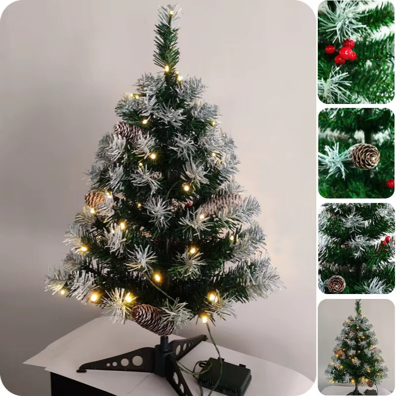 Mini Christmas Tree PVC with Led Light Bar Pinecone Table Top Christmas Tree 45Cm/60Cm Christmas Party Atmosphere Decoration