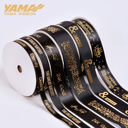 '-Custom Ribbon Printed Logo Fashion Fancy Ribbons for DIY Gifts, Wedding Baking Wrapping Ribbons, Letter Design