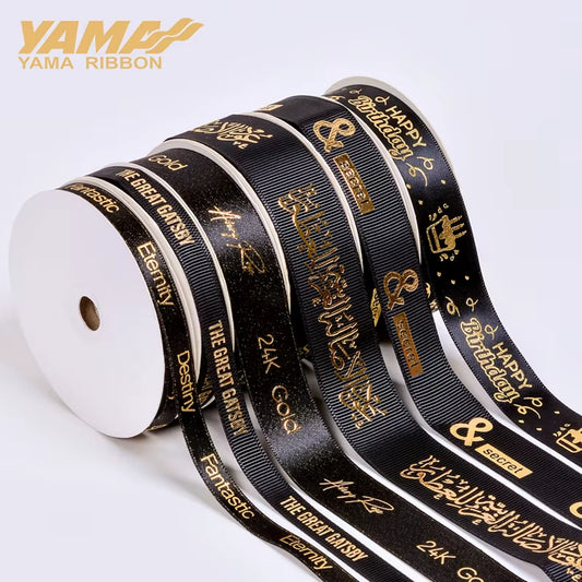 '-Custom Ribbon Printed Logo Fashion Fancy Ribbons for DIY Gifts, Wedding Baking Wrapping Ribbons, Letter Design