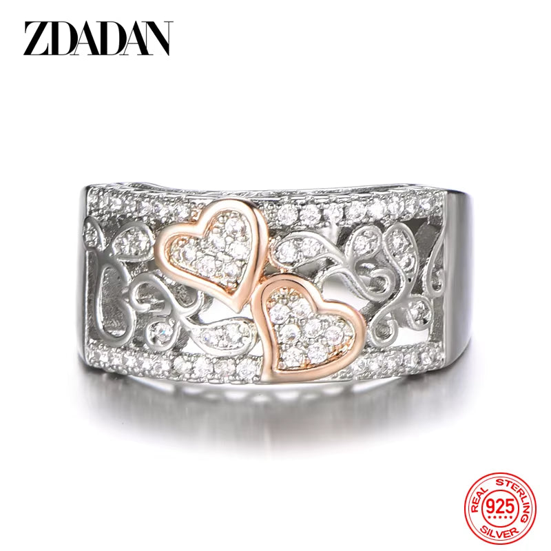 925 Sterling Silver Heart CZ Rings for Women Fashion Wedding Jewelry