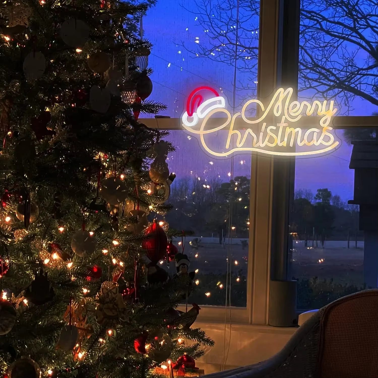 Merry Christmas Neon Sign LED Neon Light for Christmas Festival Christmas Neon Sign Neon Decor Merry Xmas Neon Sign Decor