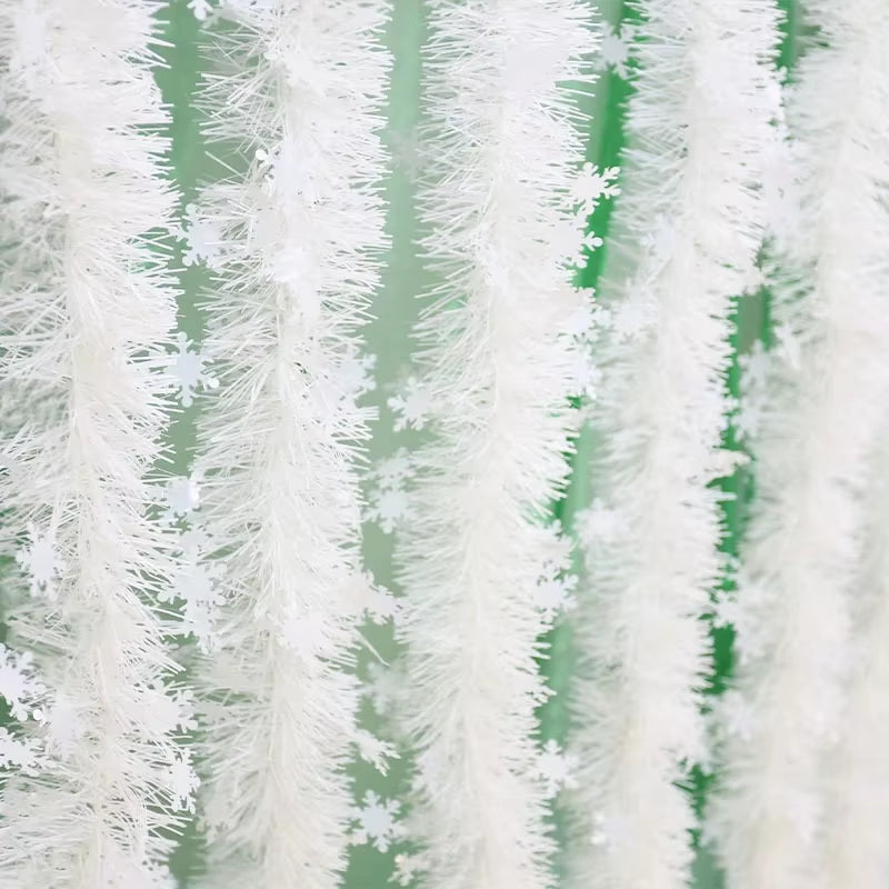 Missdeer 2M Christmas Snowflake Plush Decor Bars Christmas Decoration for Home White Plastic Snowflake Strips Natal Decoration