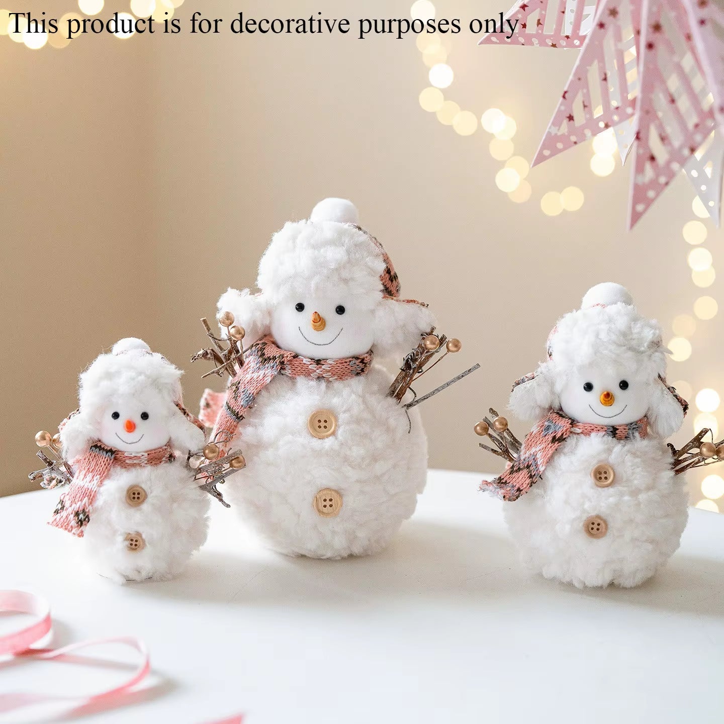 1Pc/3Pc Pink Knitted Christmas Snowman Ornaments, Desktop Decorations, Small Holiday Party Figurines, Holiday Party Decorations