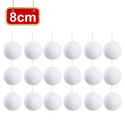 54/6PCS Foam Christmas Balls Xmas Tree Hanging Pendant White Snowball Wedding New Year Party Home Decorations Ball Ornament