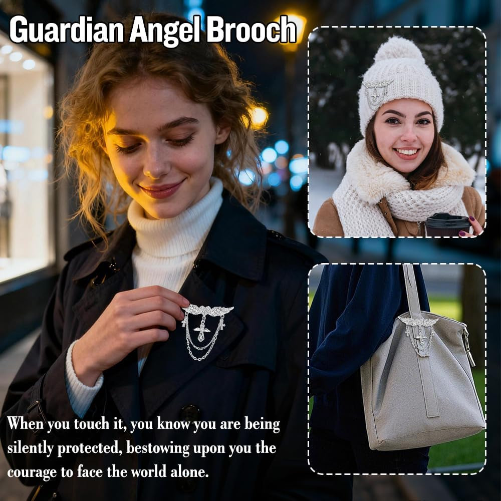 Brooch Guardian Angel Gifts for Women Christmas Gifts Ideas Birthday Gift for Nan Mum Friends Sister Christian Christening Gift for Girls Her Hijab Pins Guardian Angel Brooches for Women Uk