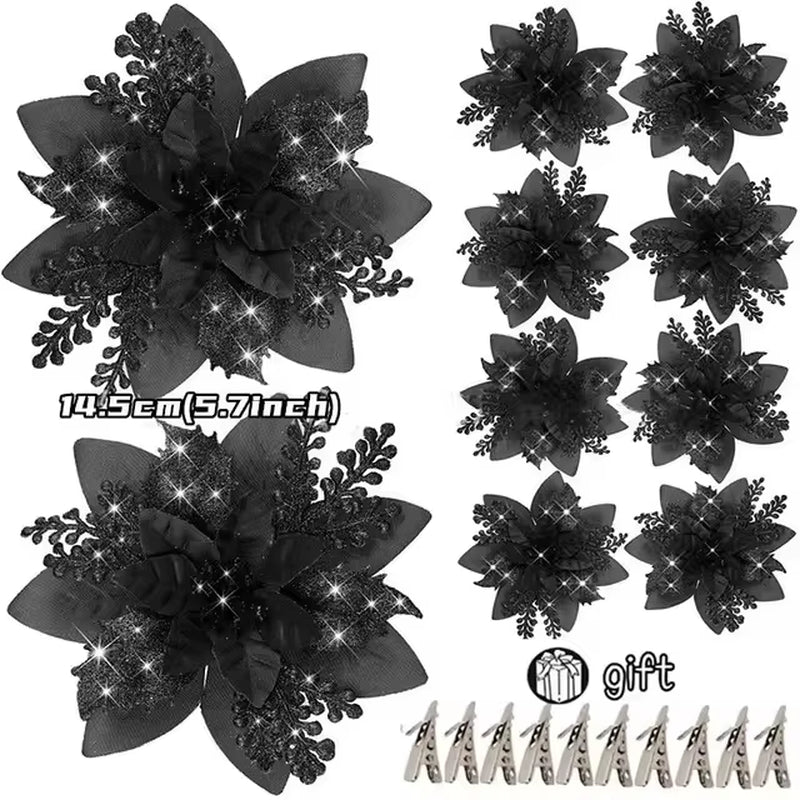 100-1Pcs 14.5Cm Artificial Christmas Flowers Christmas Tree Decorations Happy New Year Decorations Christmas Fake Flowers