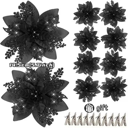 100-1Pcs 14.5Cm Artificial Christmas Flowers Christmas Tree Decorations Happy New Year Decorations Christmas Fake Flowers