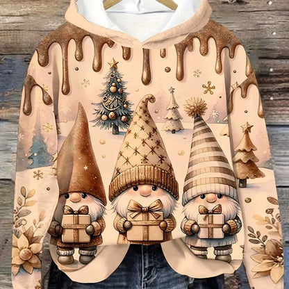 Christmas Santa Claus 3D Printed Pullover Hooded Sweatshirt Autumn and Winter Men'S and Women'S Couple'S Large Size Sweatshirt