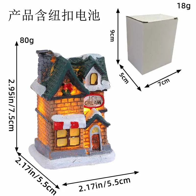 1~6Pcs LED Night Light Christmas Ornaments 2025 Luminous Castle Snow House Sculpture Xmas Decoration for Home New Year Navidad