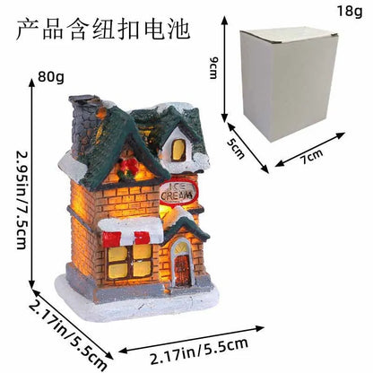 1~6Pcs LED Night Light Christmas Ornaments 2025 Luminous Castle Snow House Sculpture Xmas Decoration for Home New Year Navidad