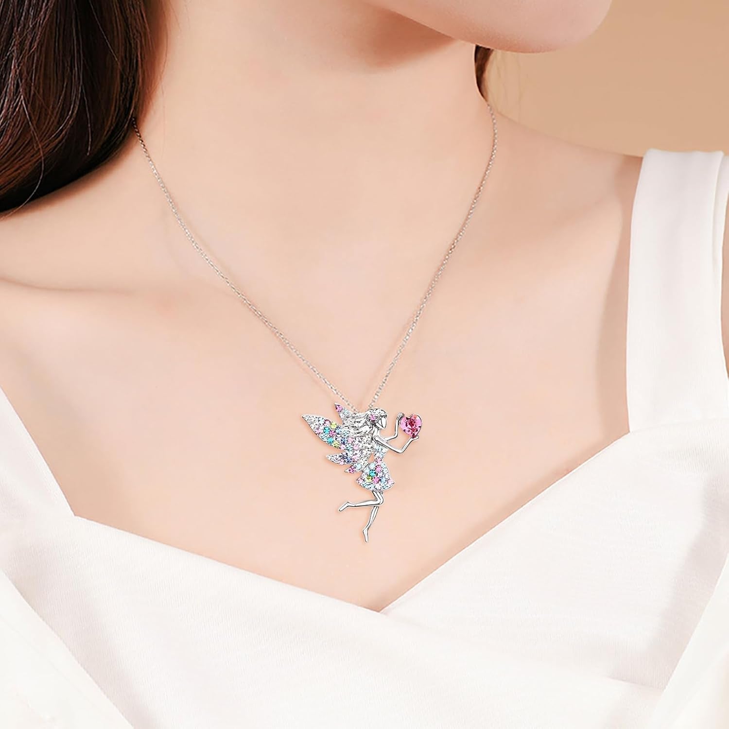 Elves Necklace for Girls Womens Crystal Pendant Necklaces Gifts Jewelry Birthday Christmas Gifts for 13 16 18 Year Old Women Girls Daughter Granddaughter Niece Birthday