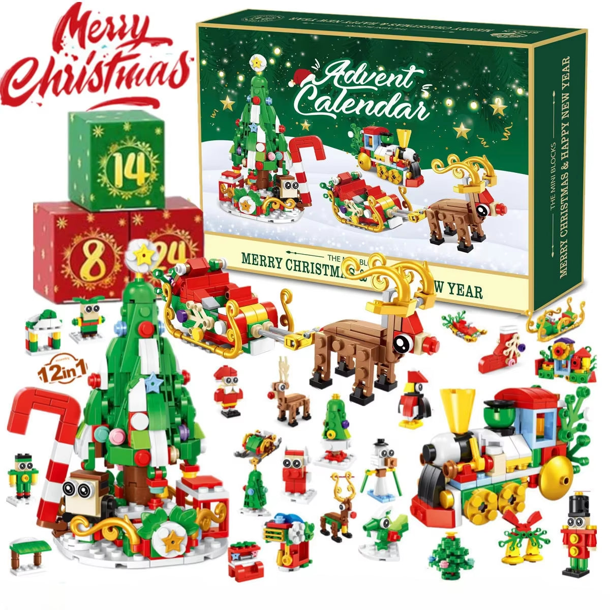 2026 Christmas Advent Calendar Gift Box Christmas Tree Train 24Days Countdown Christmas Calendar Box New Year Navidad Gift