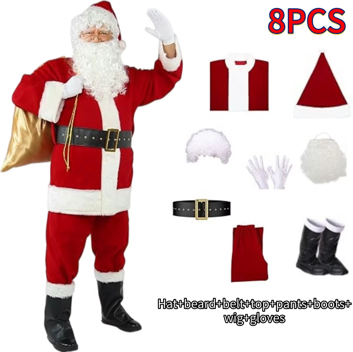 Santa Claus Gold Velvet Set Christmas Warm Clothing Men'S Christmas Clothing Adult Character Cosplay Costume