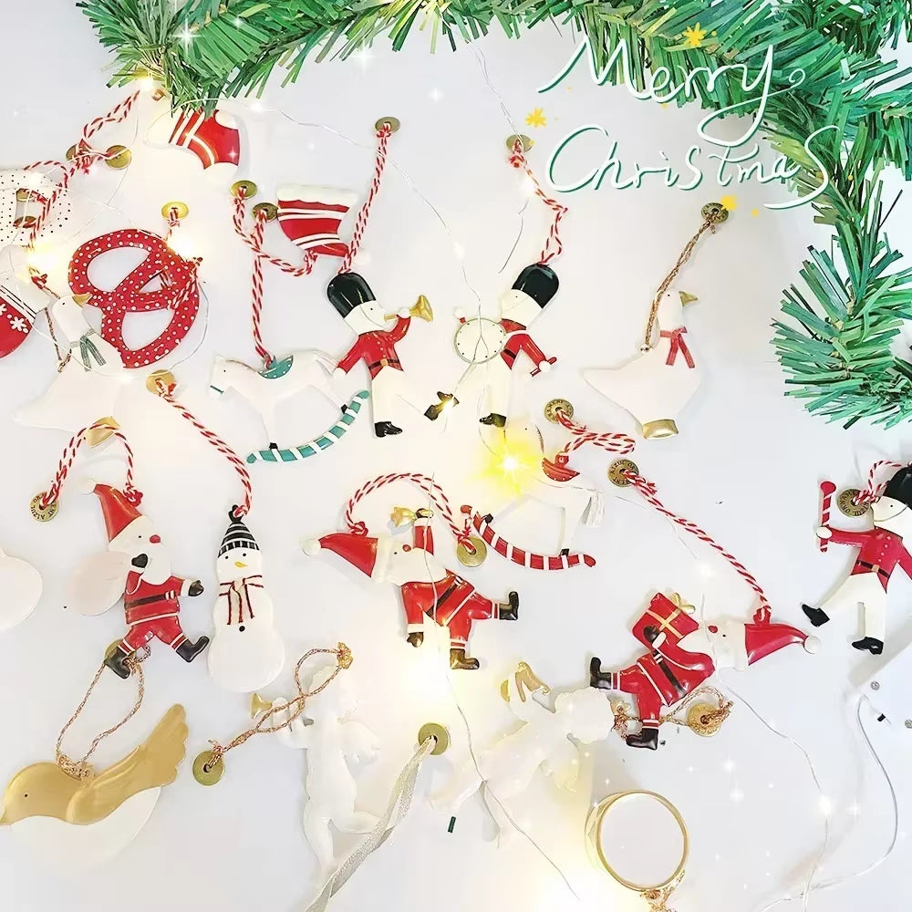 Nordic Denmark'S Same Christmas Tree Decoration Pendant Soldier Angel Double Sided Iron Sheet Metal Pendant Christmas Decor