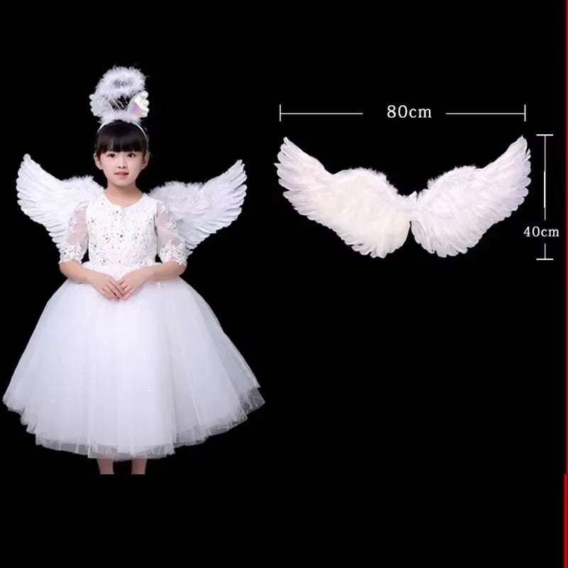 1Pcs Child Adult Angel Feather Wing Show Fairy Costume Cosplay Props Party Wedding Birthday Gift Halloween Decoration Christmas