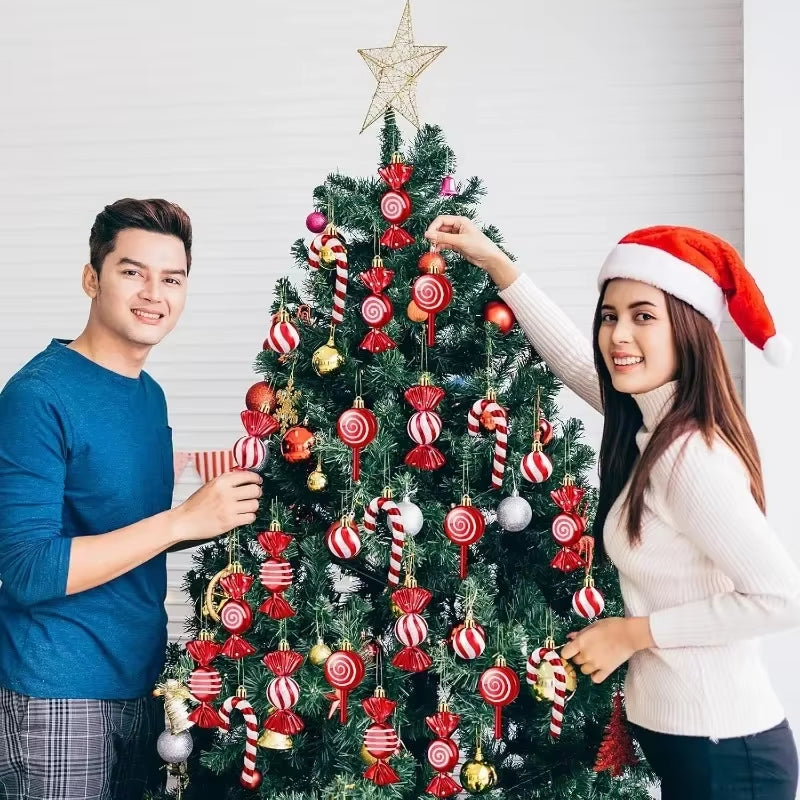 6-24PCS Christmas Lollipop Candy Cane Pendant Xmas Tree Hanging Ball Ornaments Christmas Party Decorations for New Year Gift