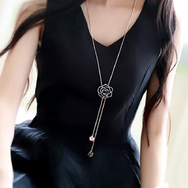 Camellia Sweater Necklaces Long Winter Necklace 2025 Trend Flower Rose Luxury Brand Jewelry Accessories Wholesale Price