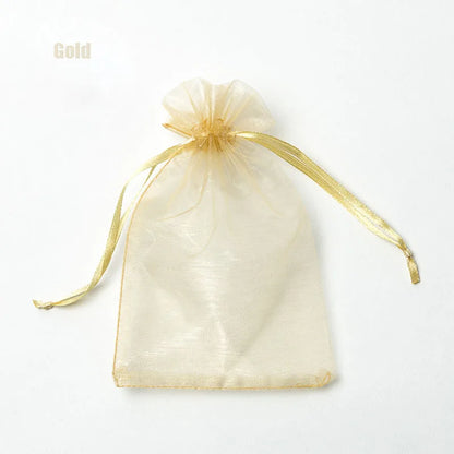RE 100Pcs 22 Colors 7X9 9X12Cm 10X15 13X18Cm Wedding Christmas Gift Drawable Organza Bags Jewelry Packaging Display & Pouches 13