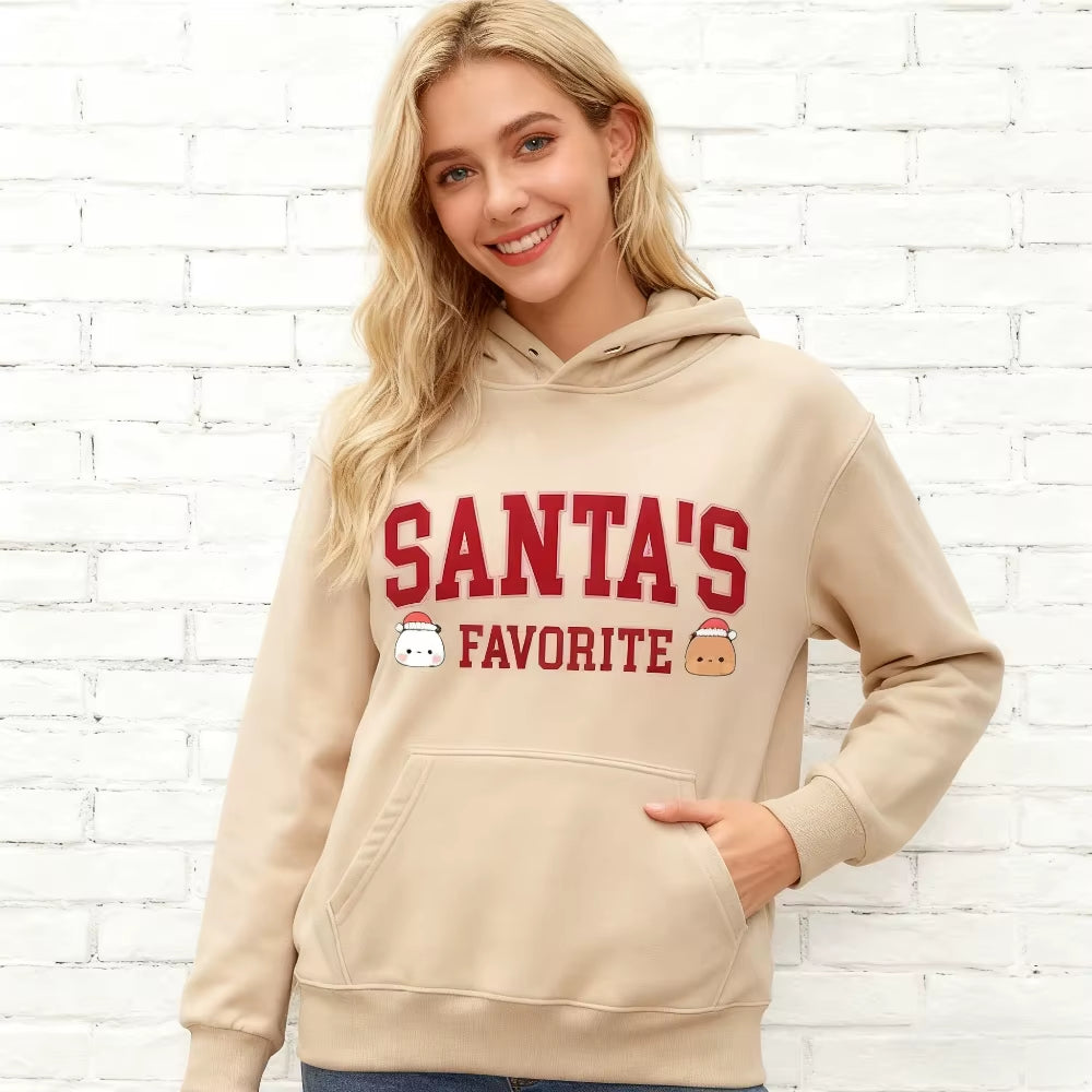 Santa’S Favorite Bubu Dudu Sweatshirt Cute Christmas Hoodies Holiday Gift for Her Winter Outfit Women Men Casual Fashion Apparel