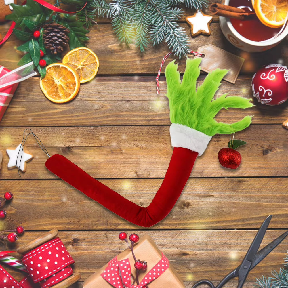 2025 Green Fur Monster Arm Pendant Christmas Decor Green Grinch Monster Doll Arm Elf Arms Christmas Tree Home Party Ornament