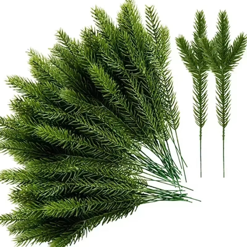 10-100PCS Christmas Artificial Branches Fake Plants Pine Needles Wreath Vine Rattan for Xmas Tree Gift Box Flowers Decoration