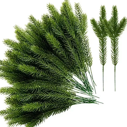 10-100PCS Christmas Artificial Branches Fake Plants Pine Needles Wreath Vine Rattan for Xmas Tree Gift Box Flowers Decoration